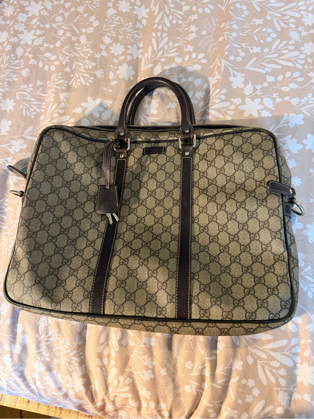 Gucci Brown GG Monogram Laptop Briefcase